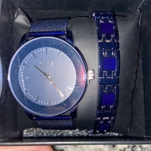 Geneva Watch and Bracelet set Blue